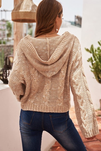 Brown cable knit sweater