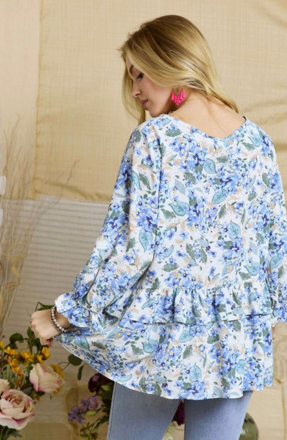 Floral babydoll tunic top