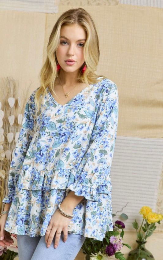 Floral babydoll tunic top