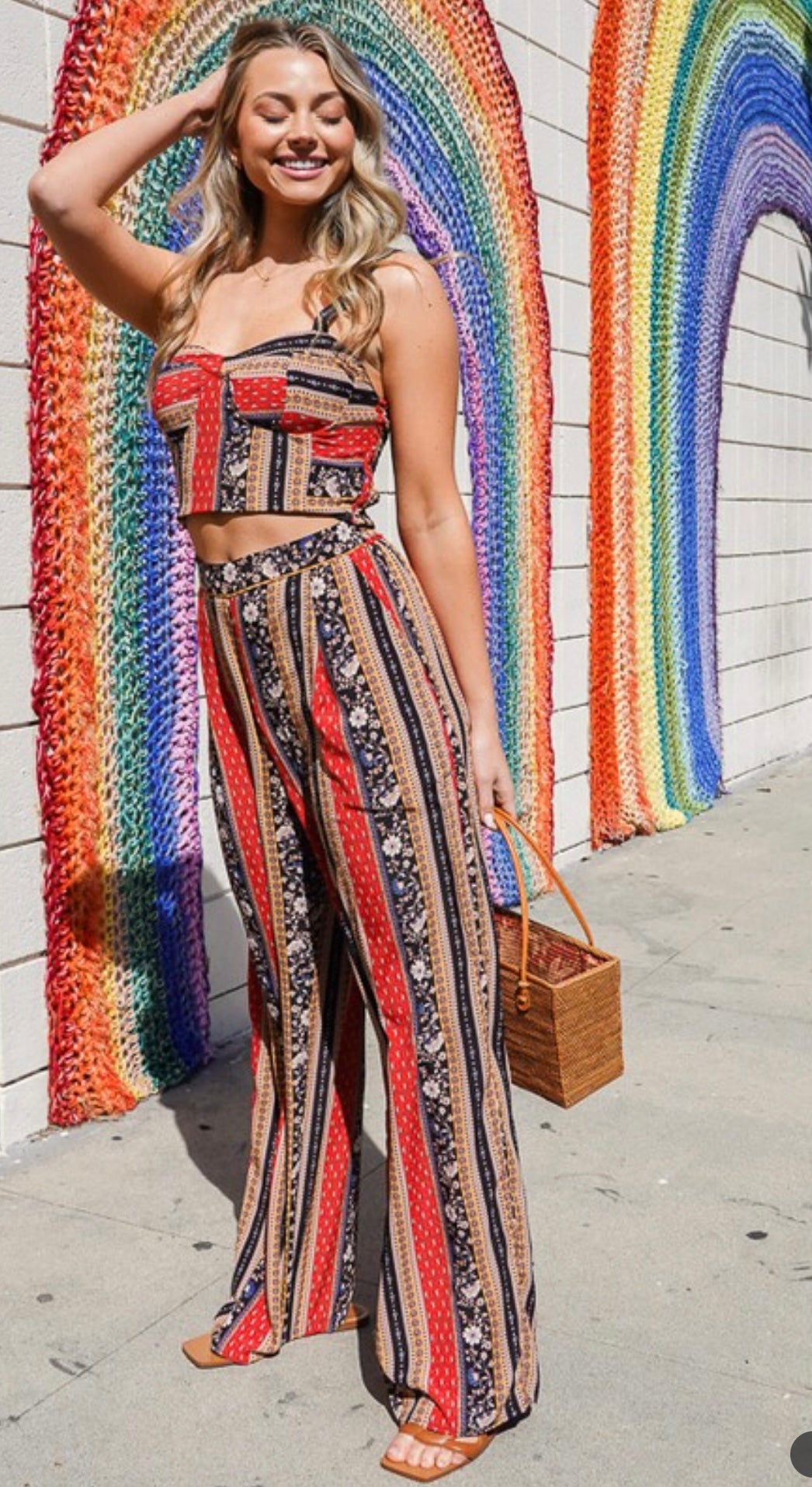 Boho Print crop top and pants