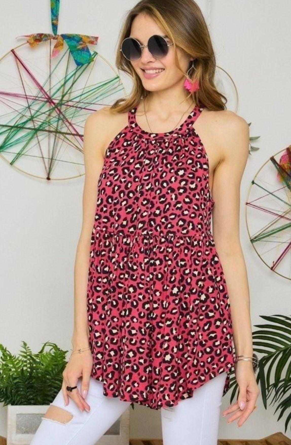 LEOPARD HALTER NECK BABY DOLL TOP