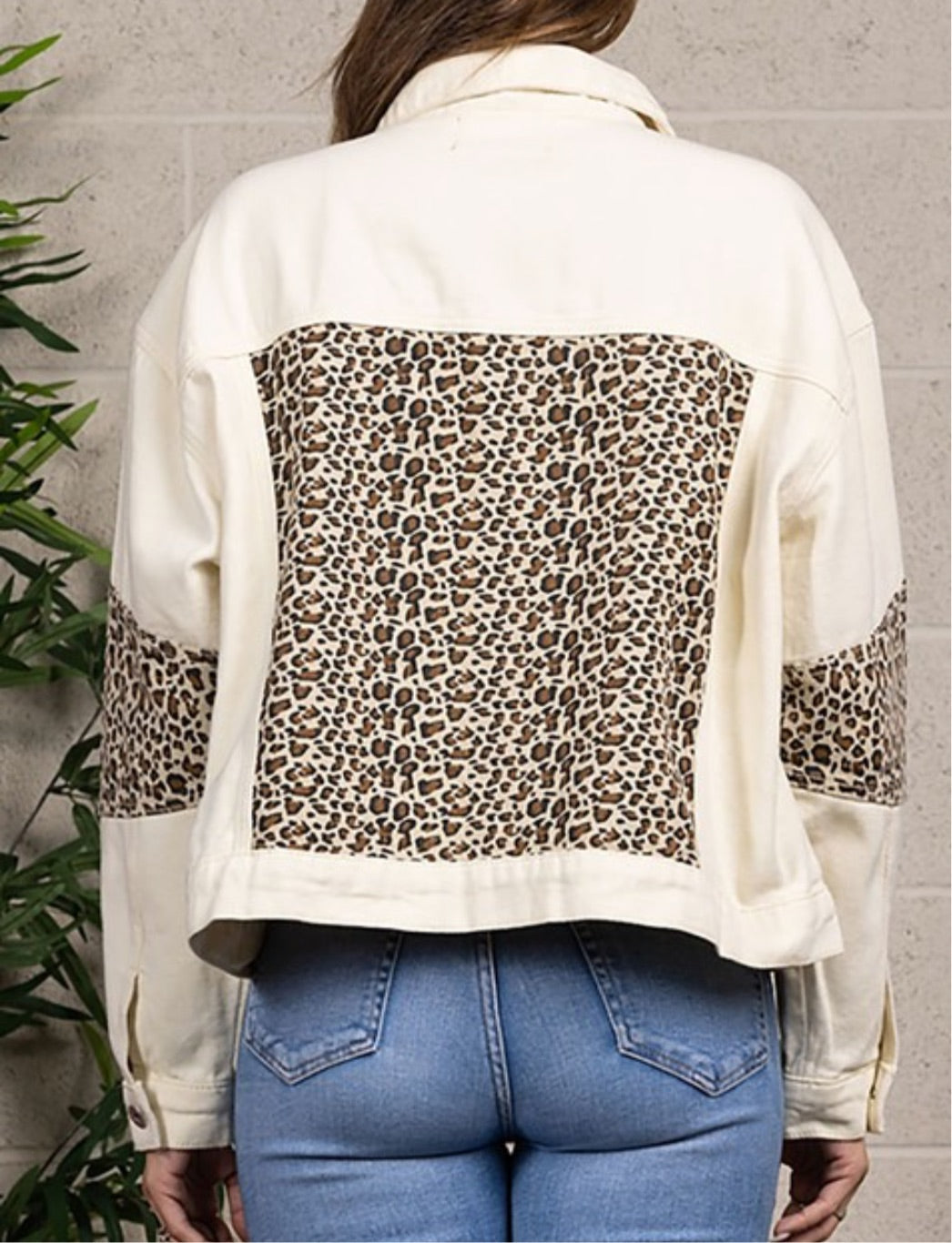 Cheetah print cropped jean jacket